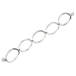 Vintage Gold Wash Toned .925 Sterling Silver Oval Link Modernist Bracelet 7.5”